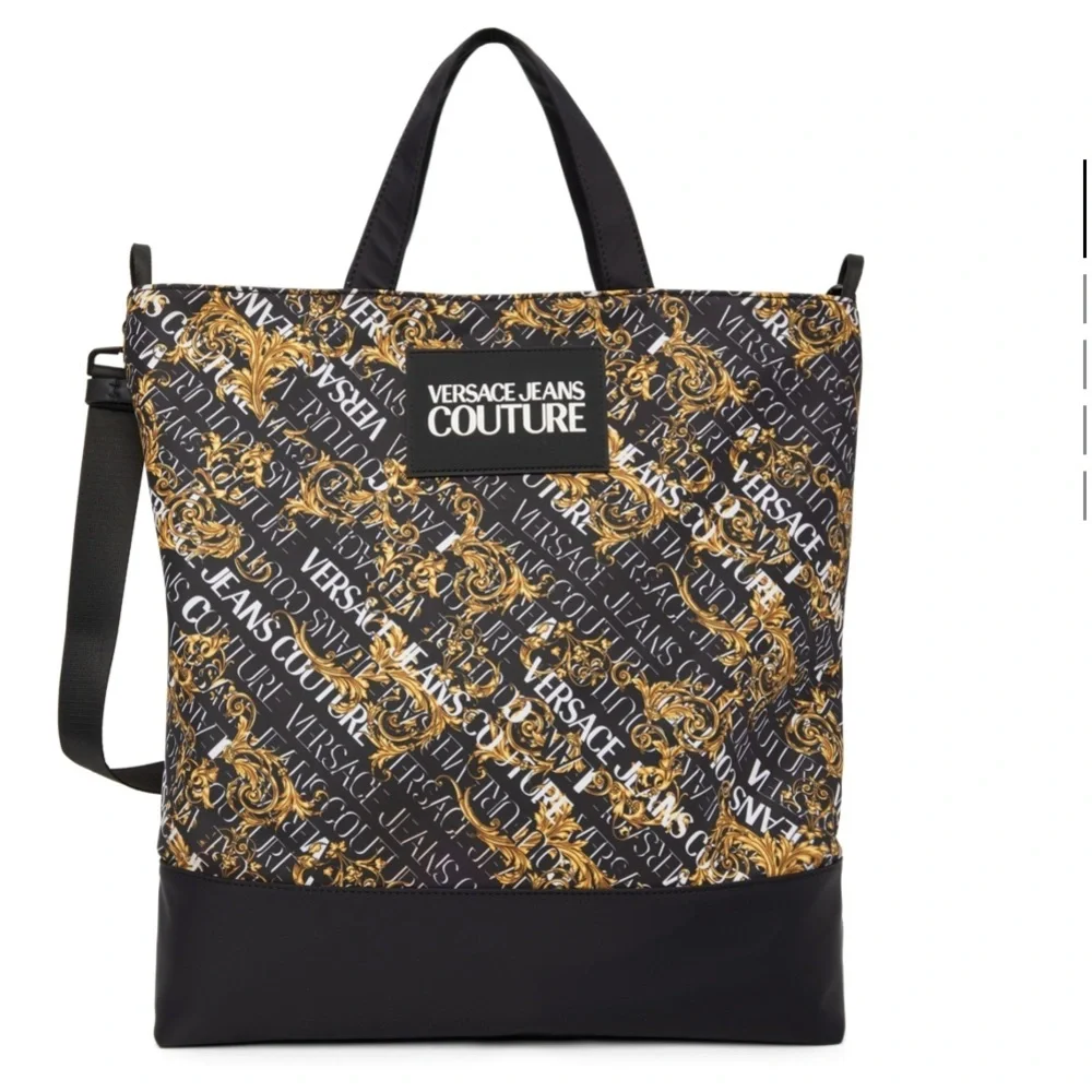 Versace Jeans Couture Black Baroque Logo Bag